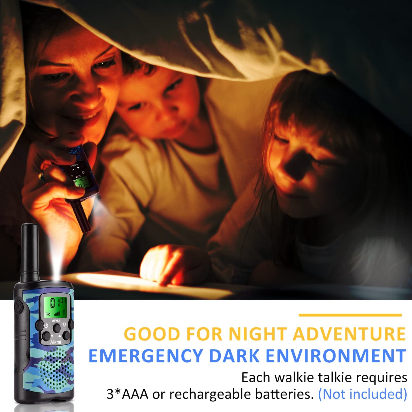 Walkie Talkies For Kids Toys For Boys Aged 5+ Outdoor Toys 2 Way Radio 22 Channel 3 Miles Range For Camp Hunt Adventure Game Birthday For Boys 6 7 8 9 10 Year Old Boys Gifts (Blue)