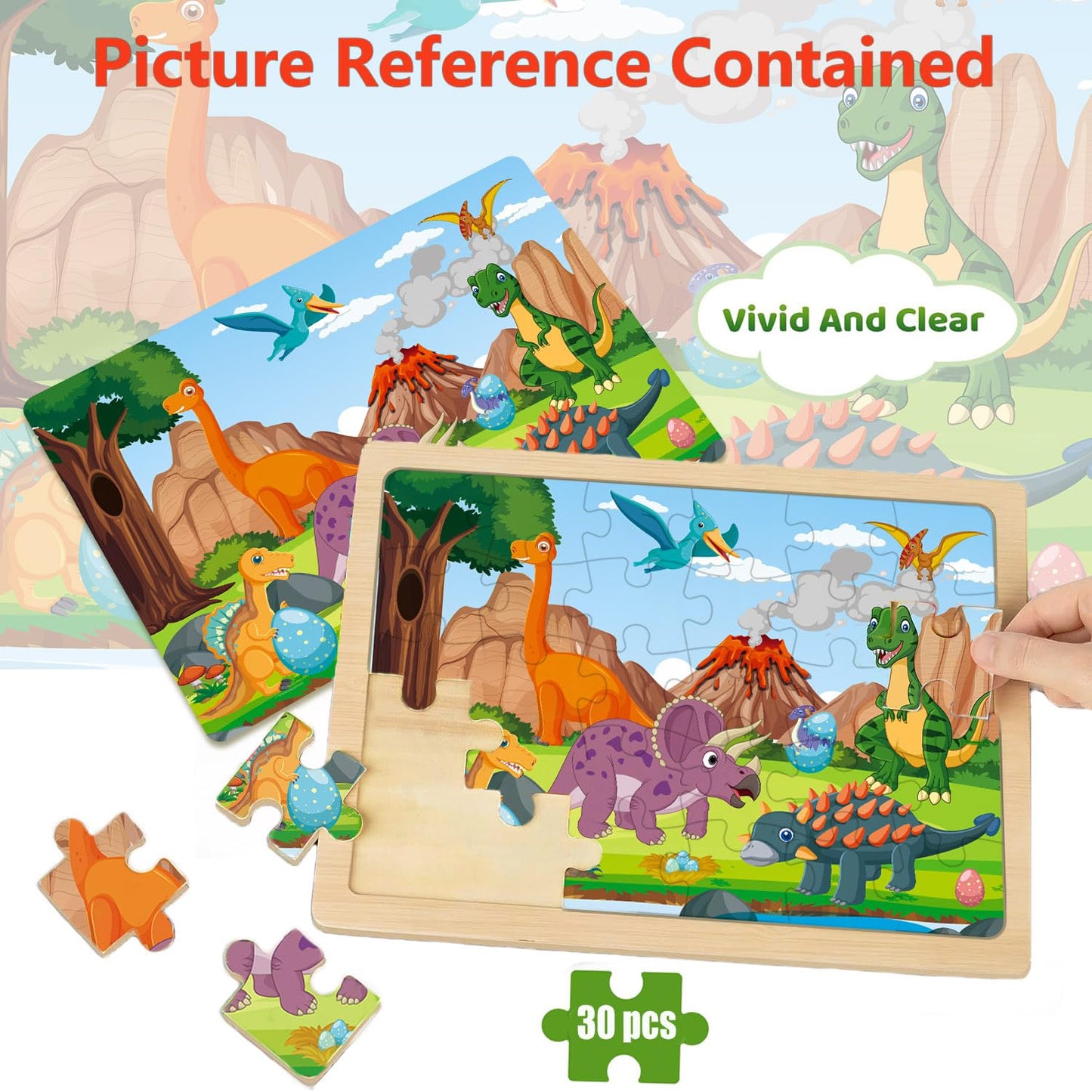 Wooden Puzzles For Kids Ages 4-6, 6 Packs 30 Pcs Jigsaw Puzzles For Kids Ages 3-5 | 4-8, Wooden Puzzles For Toddler Children Lea