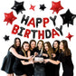 Happy Birthday Balloons Banner, Red Black Happy Birthday Foil Balloons 16 Inch Mylar Foil Letter Balloons With 8 Pcs Black Red S
