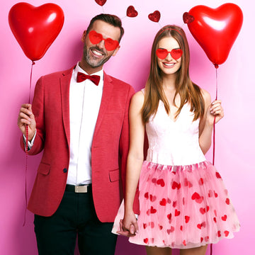 Hikkcos Pink Tutu Costume for Women - Valentine's Day Cupid Outfit with Heart Headband & Sunglasses, Medium, Polyester