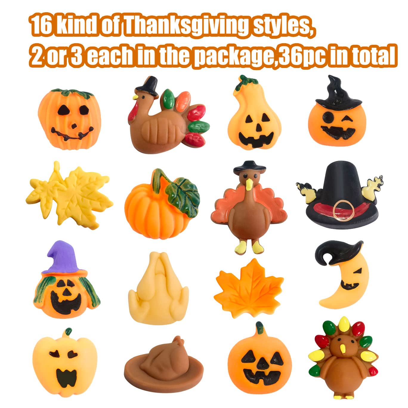 Holydeck 36 Pcs Thanksgiving Mochi Squishy Toys,Mini Cute Squeeze Toy Stress Reliever Anxiety Packs For Kid Party Favors,Thanksgiving Miniature(Thanksgiving)