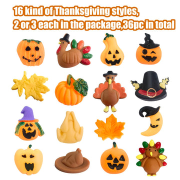 Holydeck 36 Pcs Thanksgiving Mochi Squishy Toys,Mini Cute Squeeze Toy Stress Reliever Anxiety Packs For Kid Party Favors,Thanksgiving Miniature(Thanksgiving)