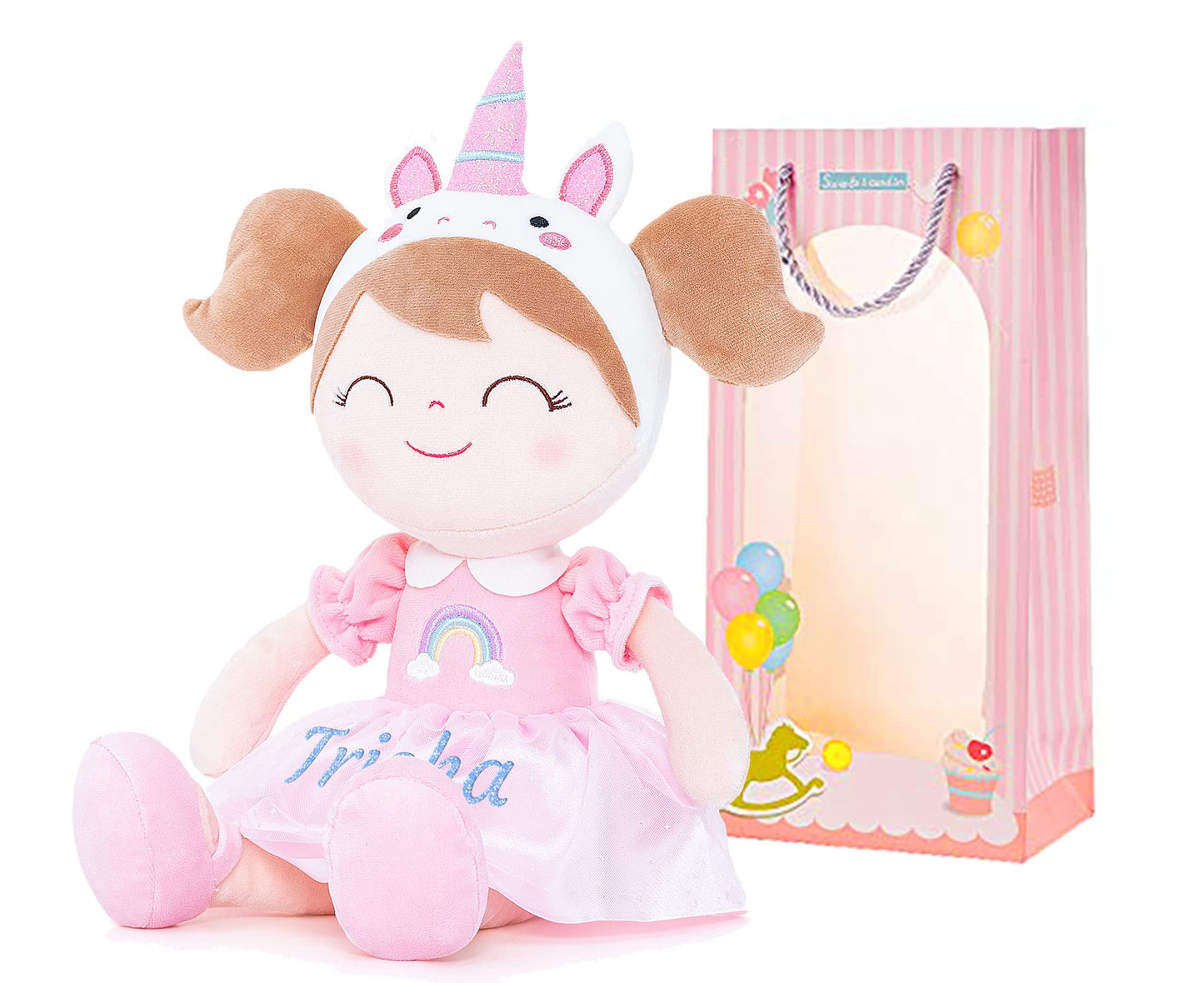 Gloveleya Personalized Doll With Your Name - Cute Pink Unicorn Custom Soft Plush Doll For Girls Plush Doll Customized Gifts - Muñecas De Trapo Personalizadas Para Niñas
