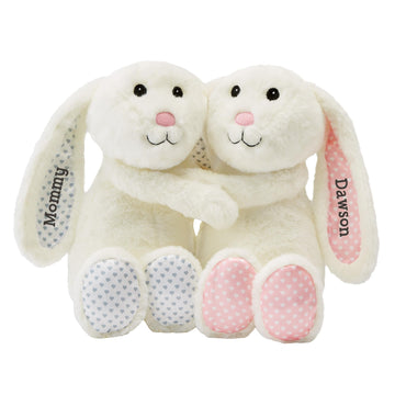 Let'S Make Memories Personalized Hugging Plush Bunnies - For Birthday - Easter Bunny - Bunny Stuffed Animal For Kids - For Boy -