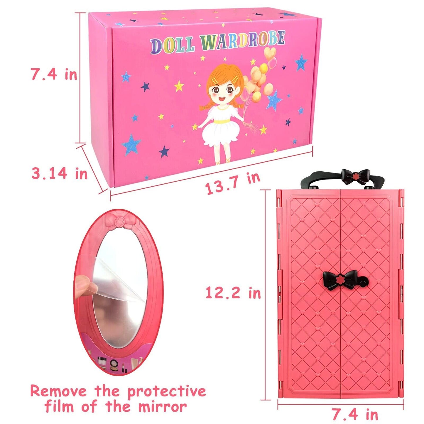 84 Pack Doll Clothes And Accessories With Doll Closet For 11.5 Inch Doll Fashion Design Kit Girl Doll Dress Up Including Wedding Dress Fashion Dress Outfits Tops And Pants Shoes Hangers Bags Necklaces