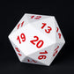 KSNDie Large D20 Foam DND Dice, 80mm Spindown D&D RPG 20 Sided Dice with Drawstring Bag for Role Playing Games (White )