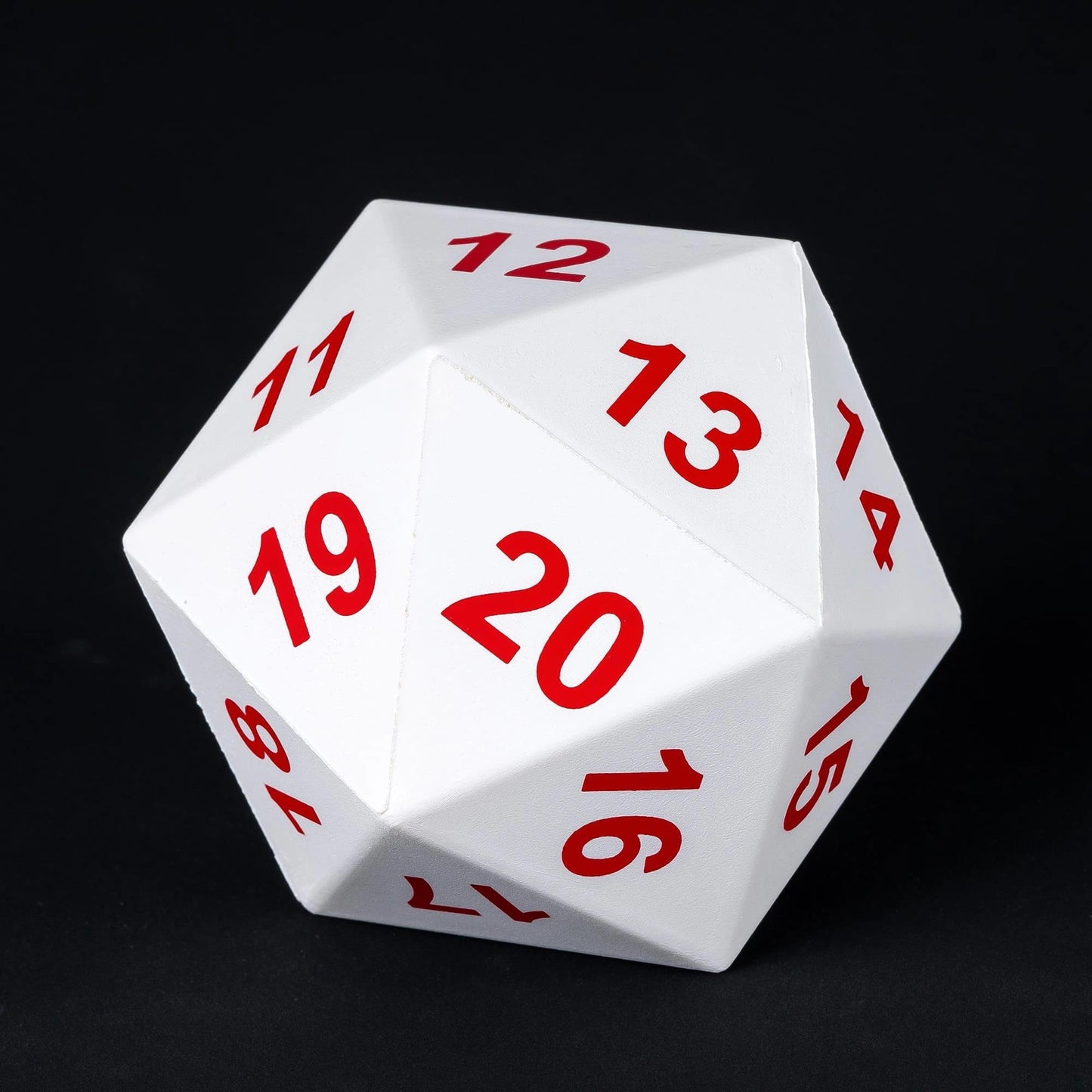 KSNDie Large D20 Foam DND Dice, 80mm Spindown D&D RPG 20 Sided Dice with Drawstring Bag for Role Playing Games (White )