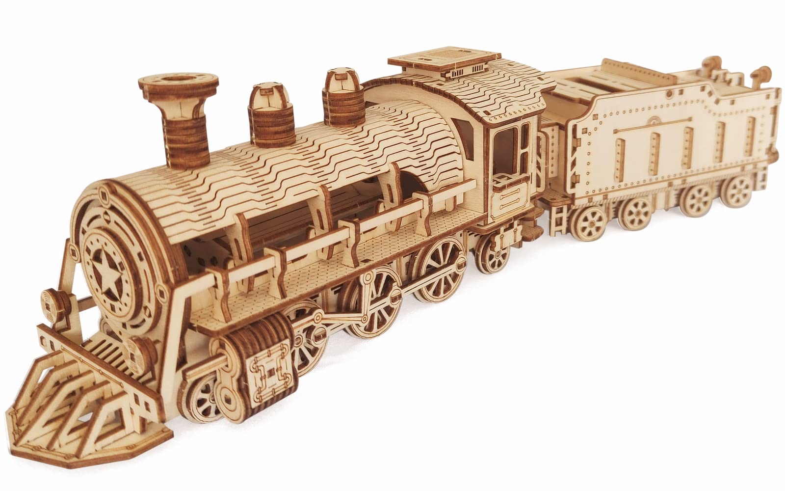 I-Chony 3D Wooden Puzzle - Diy Mechanical Steam Train Model Kits - Wood Crafts Vehicle Building Model - Wooden Stem Brain Teaser