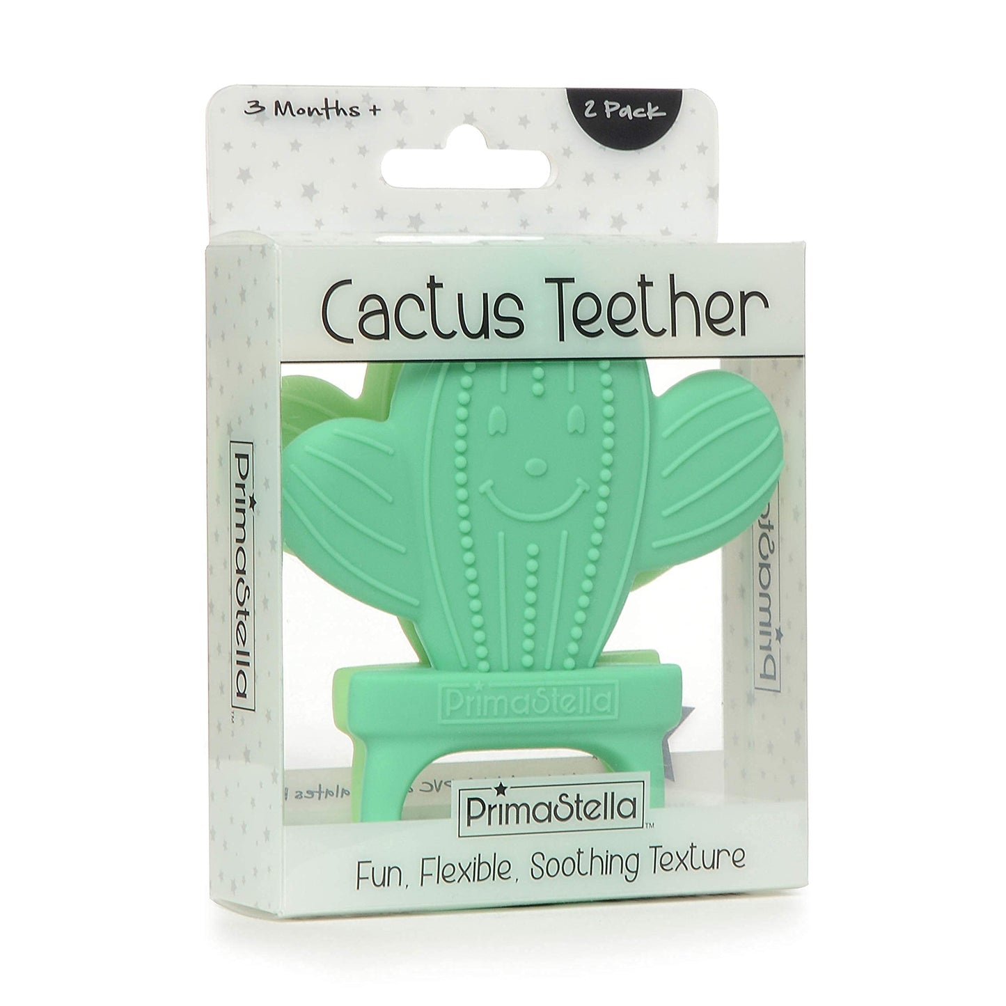 Primastella Silicone Cactus Teethers For Infants, Babies And Toddlers - Safety Tested - Bpa Free - Cute, Soothing, Easy To Hold - Baby Teether Toy Set Of 2 - Green & Neo Mint