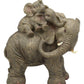 Ebros Wildlife Elephant Father And 2 Calves On Piggyback Playing Statue 10.5' Tall Resin Safari Elephants Family Figurine Sculpture Decor Gifts