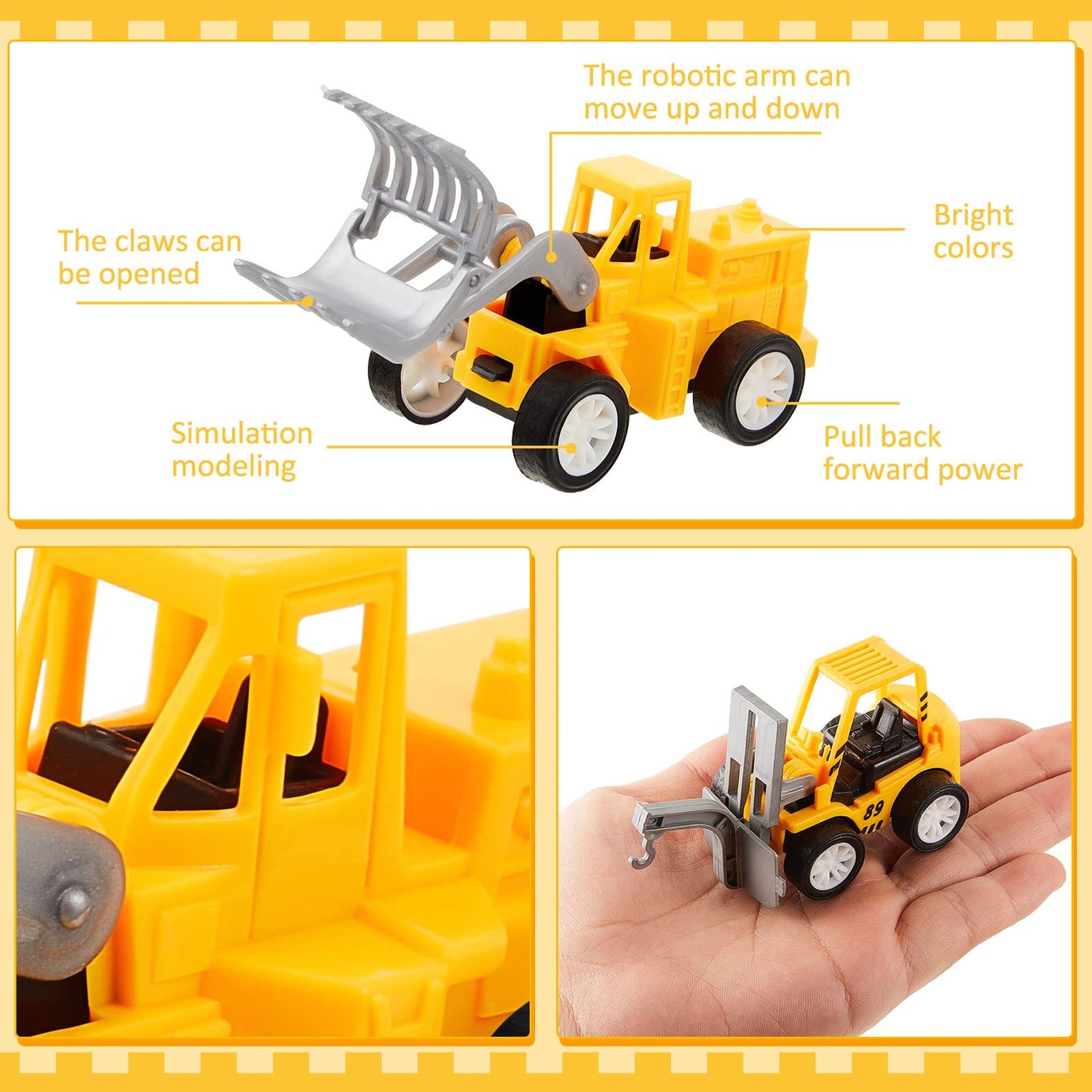 Sosation 108 Pcs Construction Engineering Trucks Small Digger Truck Toys Pull Back Vehicles Mini Excavator Toys Car Set For Kids