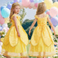 Itvti Princess Belle Dress Up Costume For Girls Yellow Dresses Halloween Cosplay Birthday Outfit With Accessories, Yellow, 5-6 Years(Tag 130)