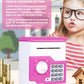 Playsheek Piggy Bank For Girls Boys Large Electronic Money Coin Banks With Password Protection, Automatic Paper Money Scroll Saving Box, Great Gift For Kids (Pink-White)