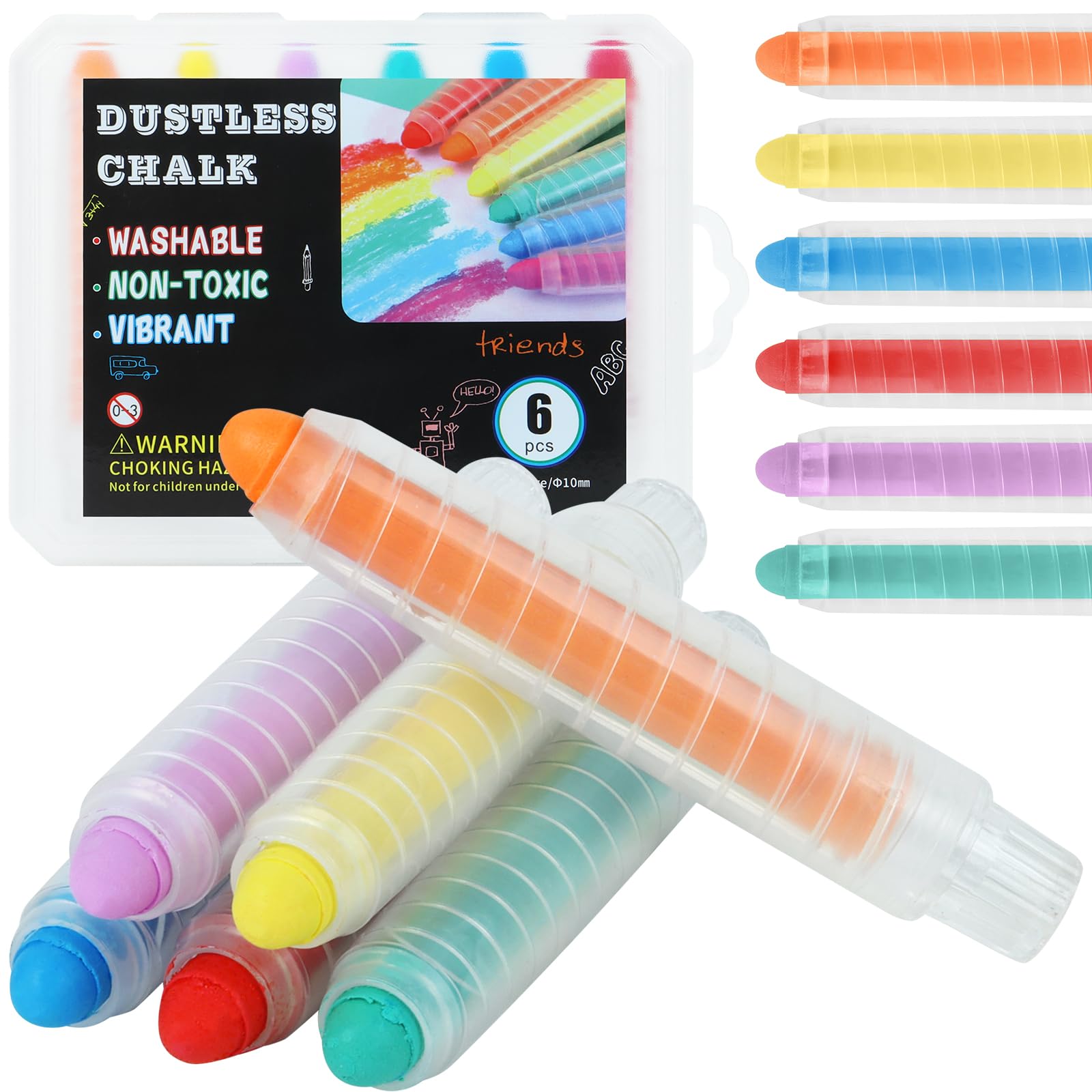 Haoyond Dustless Chalk for Kids, Non-Toxic Washable Toddlers Chalks, Chalkboard Chalk Pen With Holder for Blackboard Drawing Wri