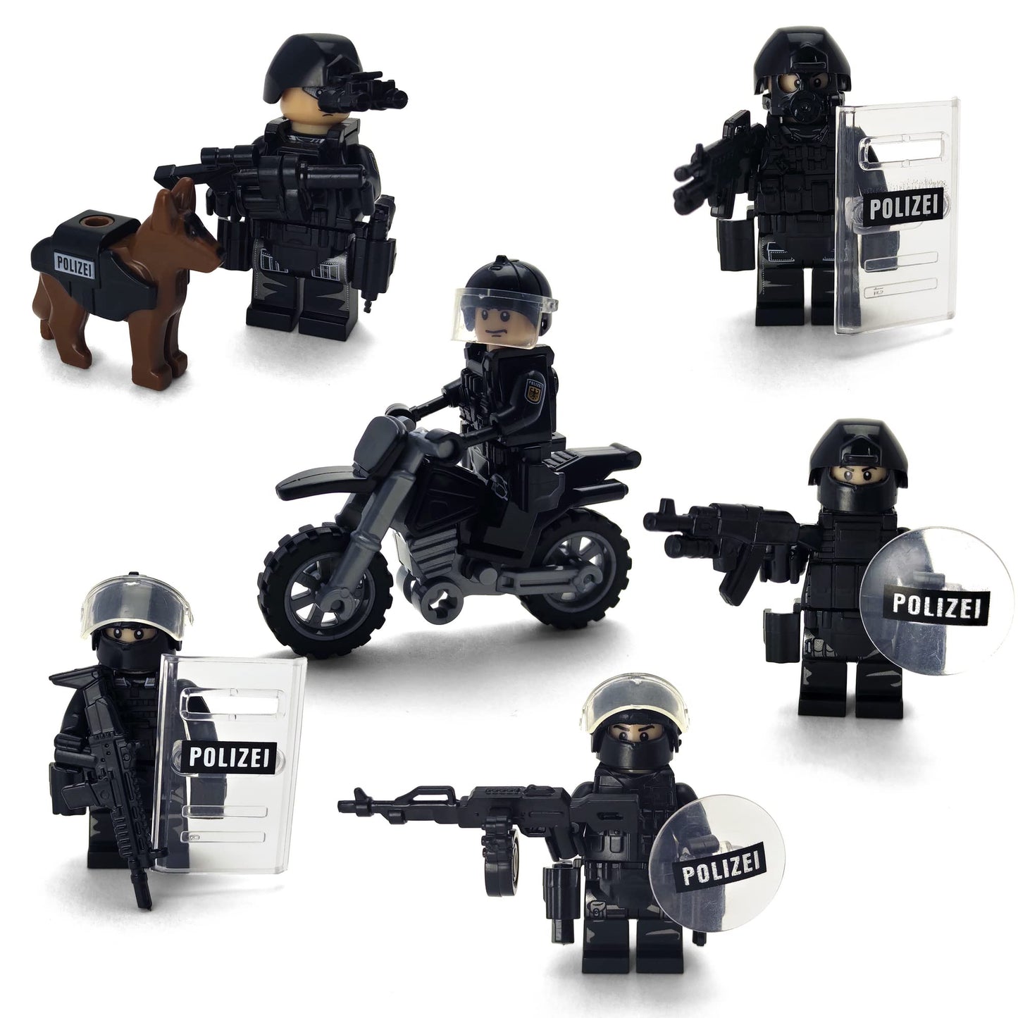 Toysvill SWAT Military Police Building Block Kit for Kids | Motorcycle & Soldiers Minifigures (Classic Set of 6 PCS) with Dog  Modern  and Accessories Gift