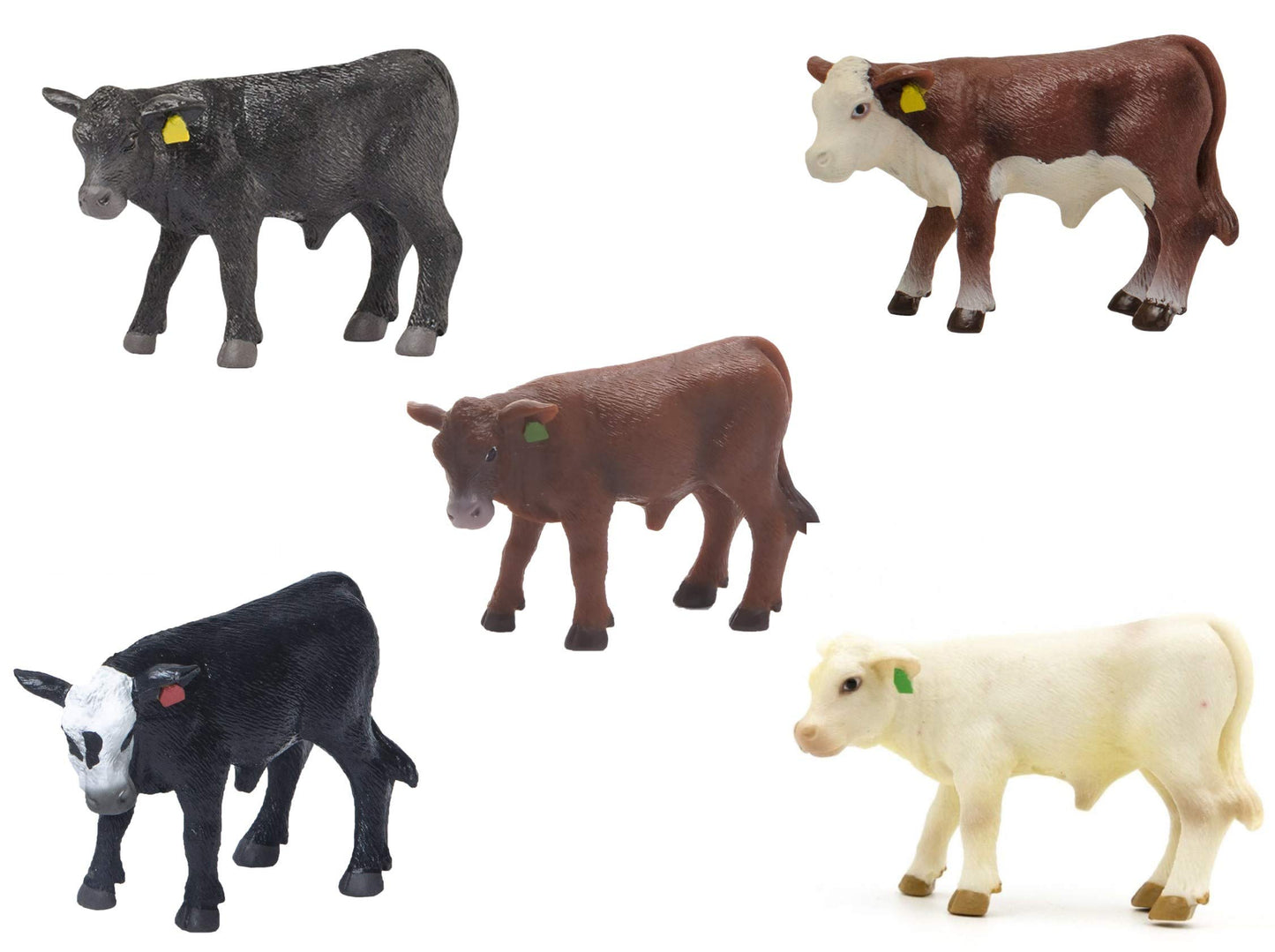 Little Buster Toys Calves Set - 5 Pack; Black Angus, Hereford, Red Angus, Black Baldy, And Charolais; Get All Your Calves In One