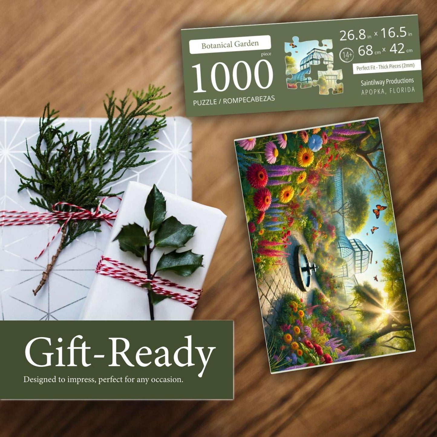 Jigsaw Puzzles for mature-themeds 1000 Pieces - Challenging Colorful and Unique with Large Poster - Letters on Back - AI Art - Rompecabezas para mature-themedos - Gifts for mature-themed  Couples  Teens (Botanical Garden)