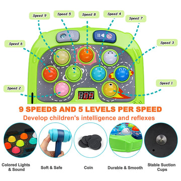 Whack Mole Game For Toddler, Toys For 3-12 Year Old Boys And Girls, Whack Mole Toys For Kid,Gifts For 3 4 5 6+ Year Old Boys, Interactive Educational Toys With Sound And Light, Pk Mode With 2 Hammers