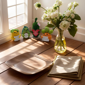 Jpaklpe 4Pcs Crochet Animals Funny Gifts, Handmade Emotional Support Knitted Potato With Positive Card For Women, Coworker, Mom,