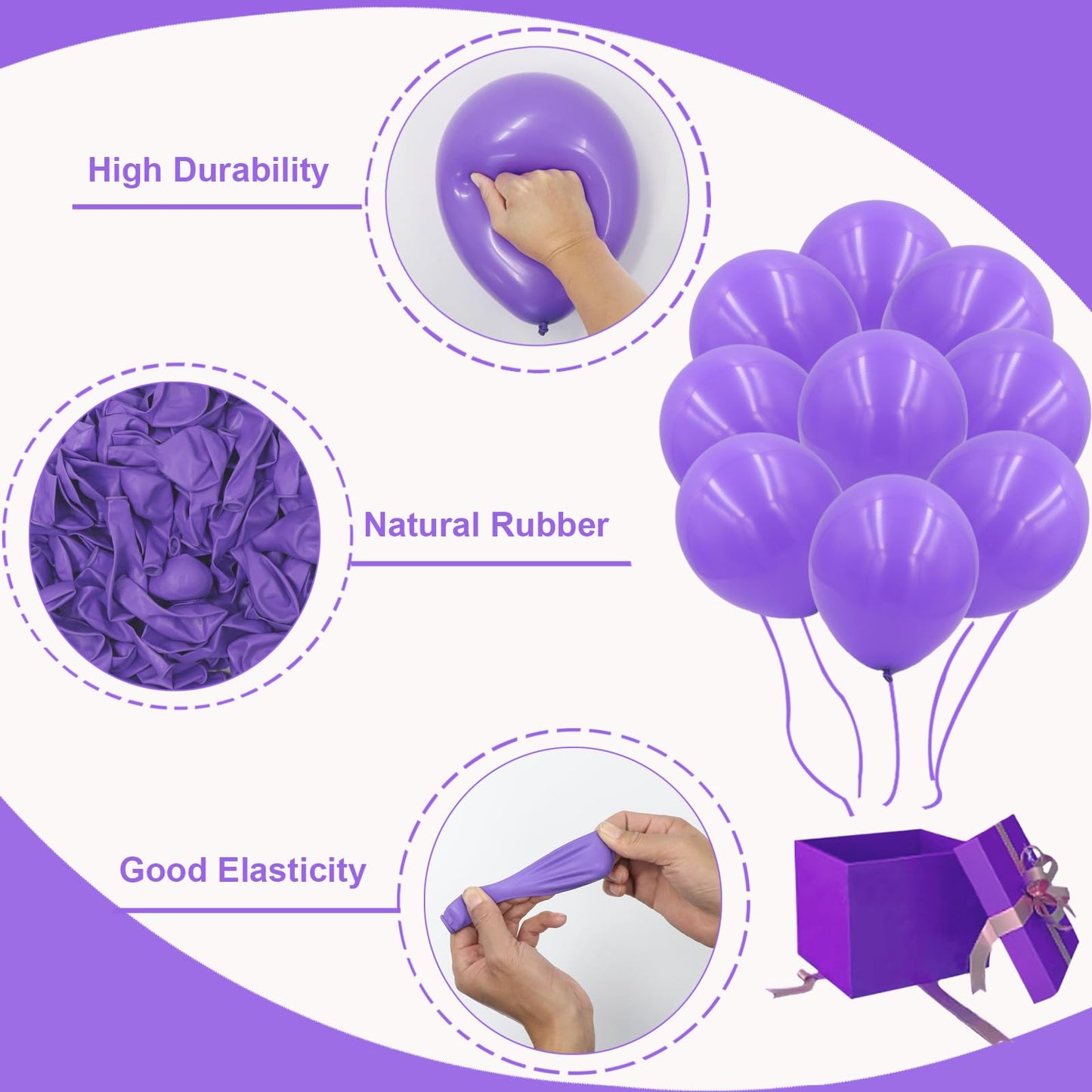 Purple Balloons In Different Sizes 5 10 12 18Inch-134Pcs Purple Balloons For Garland Arch