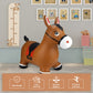 INPANY Bouncy Horse Hopper - Brown Inflatable Jumping Horse Toy for Kids, Rubber Material, Pump Included