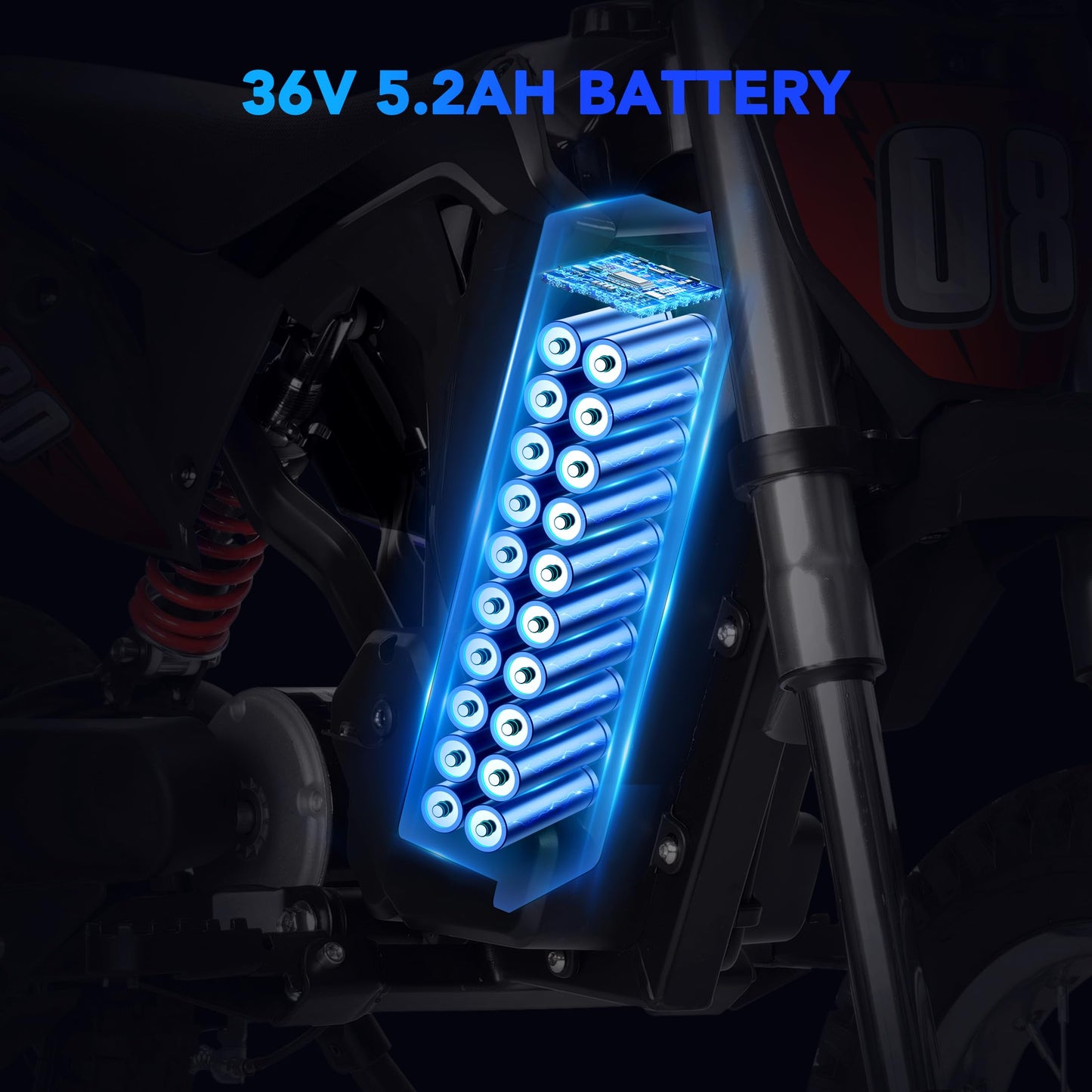 36V 350W Electric Dirt Bike - Fast Speed Electric Motorcycle Up to 16 MPH & 10 Miles Long-Range, 3-Speed Modes, Twist Grip Throt