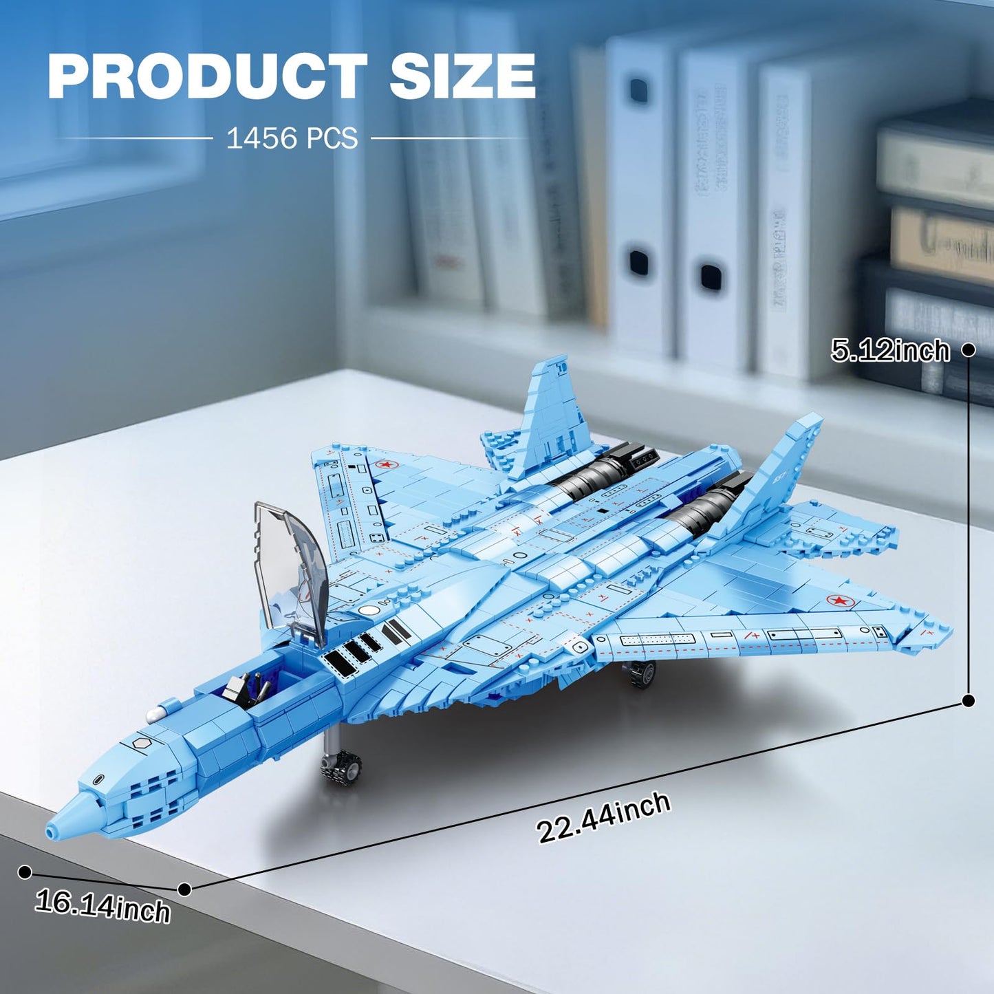 Reobrix SU-57 Fighter Jet Building Set, Large 33030 Model Kit, 1,456 PCS Plastic Military Airplane for Adults and Kids 14+