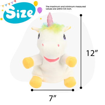 Cuteoy Plush Unicorn Hand Puppet Stuffed Animal Toy Open Movable Mouth Creative Role Play Storytelling Plushies Gifts For Kids Toddlers Birthday Christmas
