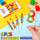 MTLEE 9 Pcs Building Block Candles Number 1-9 Building Block Birthday Candle Numeral Birthday Cake Topper Cupcake Candles for Bu