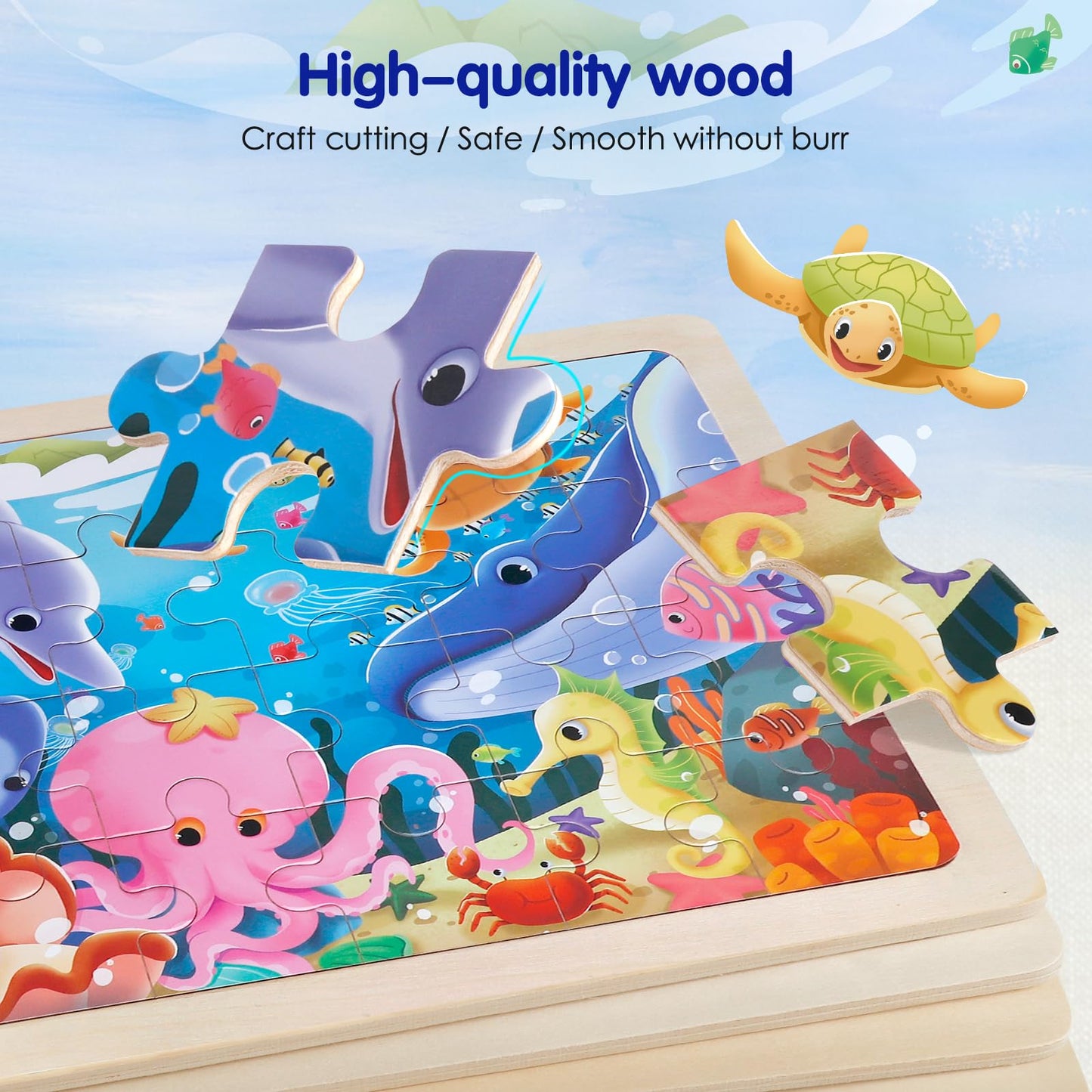 Jigsaw Puzzles Wooden Puzzles For Kids Ages 3-5 Preschool Educational Brain Teaser Boards Toddlers Toys Dinosaur Farm Zoo Sea Wo
