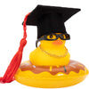 Wonuu Car Rubber Duck, Yellow Duck Decoration Dashboard With Sun Hat Swim Ring Necklace Sunglasses For Car Dashboard Decorations, Black Top Hat Red-Donut