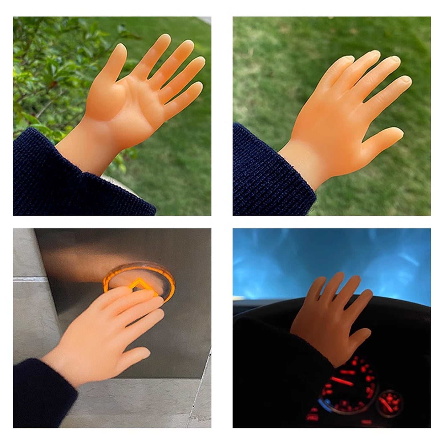 Zakvoor 16 Pcs Tiny Finger Hands Mini Realistic Little Small Hands Puppets For Show Gag Performance Party Favors, 8 Left & 8 Rig