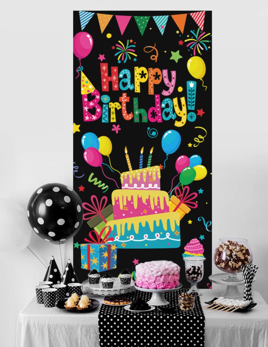 Gya Colorful Kids Birthday Party Door Banner Children Newborn Baby Shower Happy Birthday Background Balloons Candy Bar Gifts Bac