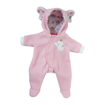 Jc Toys | Berenguer Boutique | Baby Doll Outfit | Pink Elephant Themed Hooded Onesie | Ages 2+ | Fits Dolls 14'- 16'