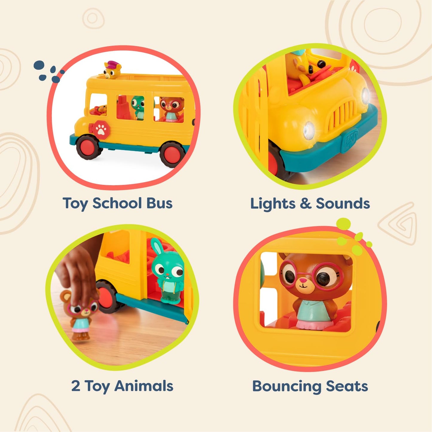 B. toys- Bonnies School Bus-Musical School Bus - Toy School Bus & Characters - Lights & Sounds - Toy Vehicle for Toddlers, Kids