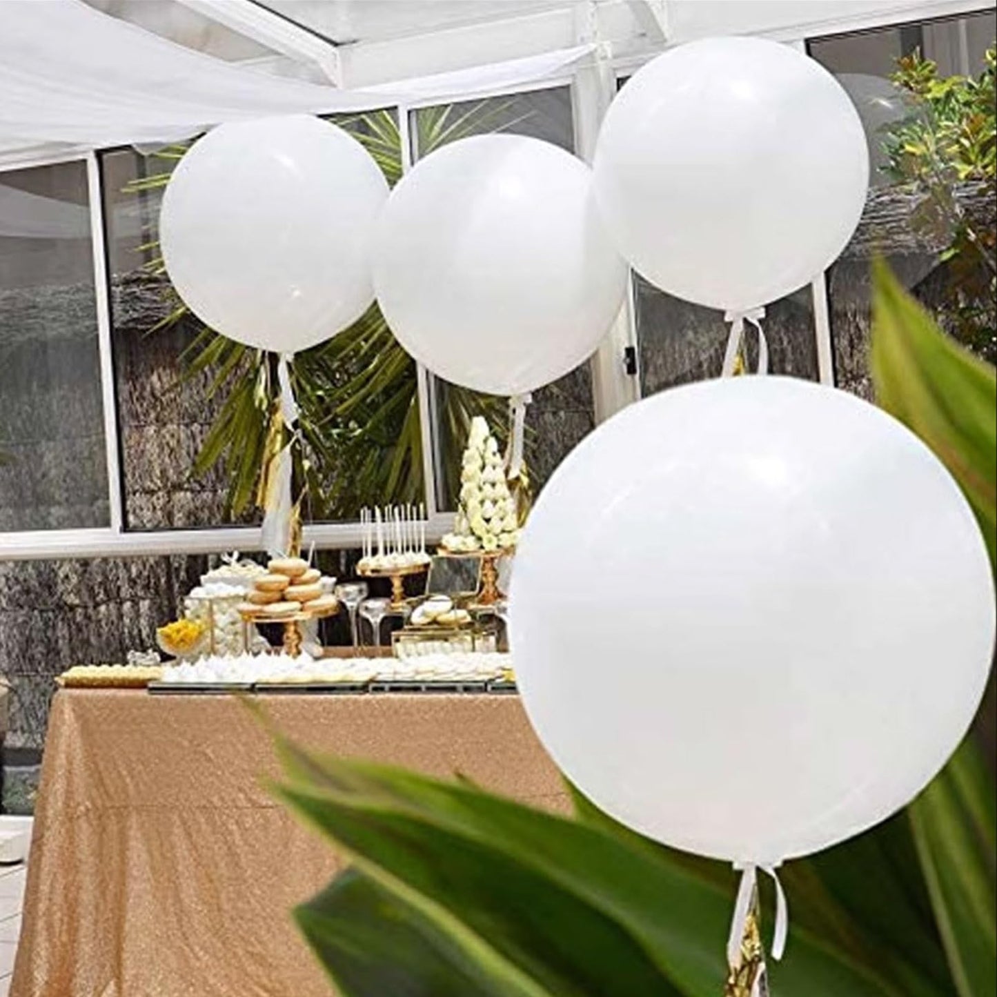 White Big 36 Inch Balloons, 9Pcs White Giant Big Latex Balloons, Large Balloons For Birthday Wedding Party Decorations. (White)
