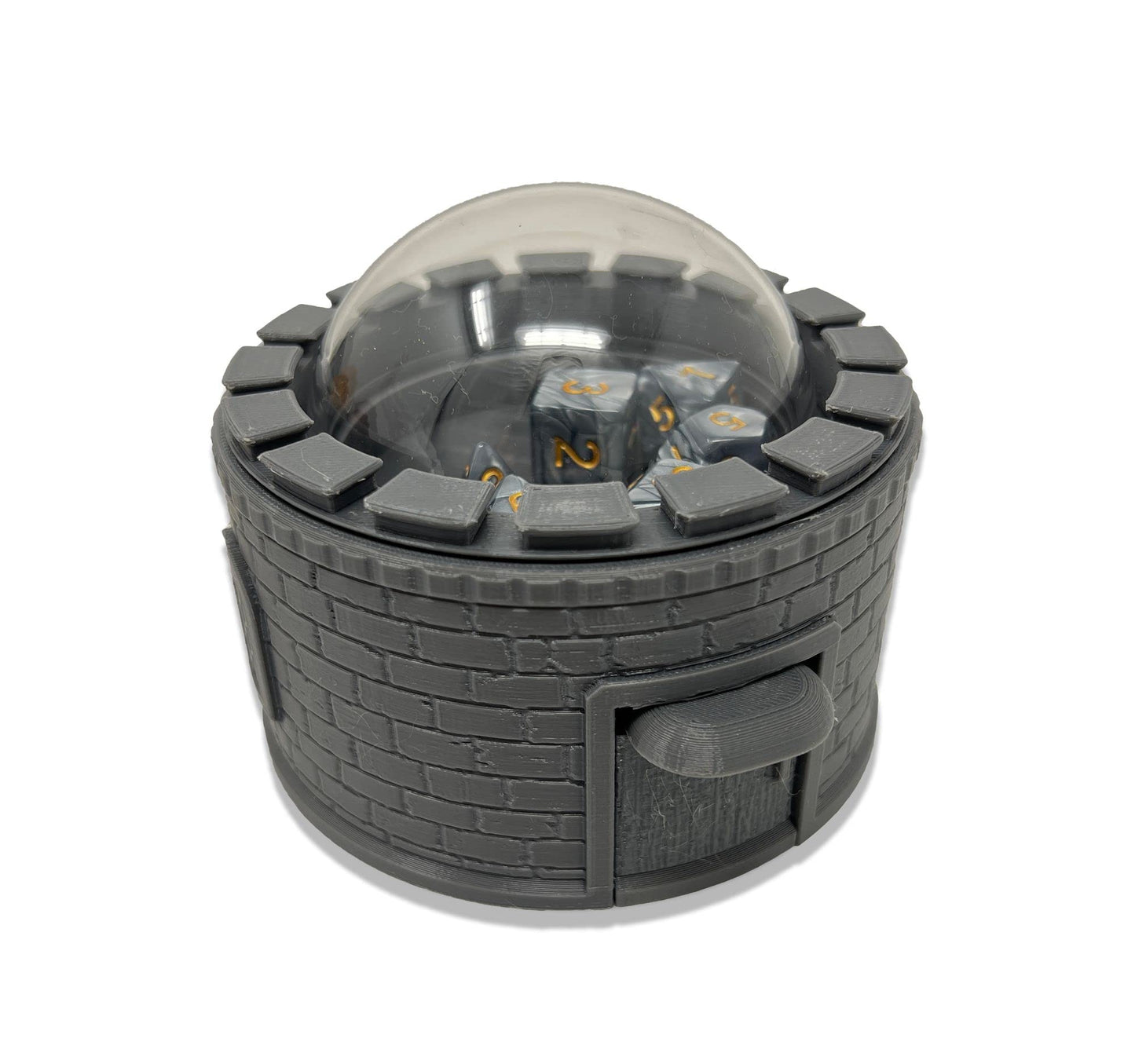 MunnyGrubbers - Castle Dice Popper V2 - Dice Jail - for TTRPG & Board Games - (Random 7PCS D20 Dice Set Included) - Dice Roller 