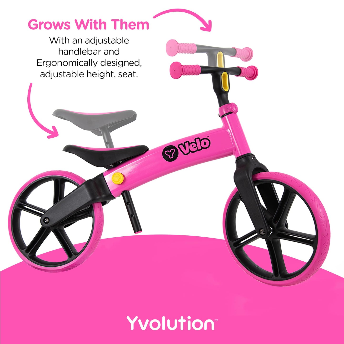 Yvolution Y Velo Senior Balance Bike Trainging Bicycle 12'' No Pedal Push Bicycle For Kids Ages 3-5 Years Old (Pink)