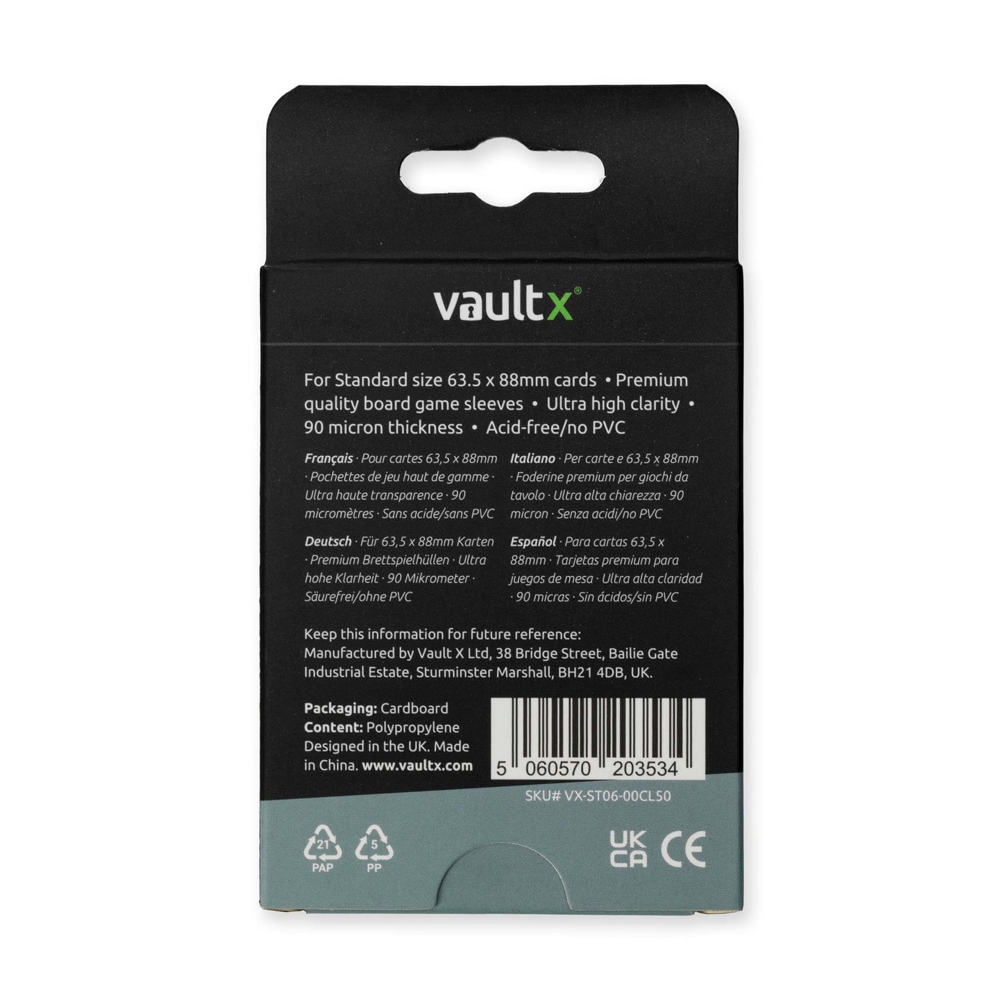 Vault X Standard Board Game Sleeves 63X88Mm Compatible With Standard-Sized Board Game Cards And Trading Cards - Clear Premium Qu