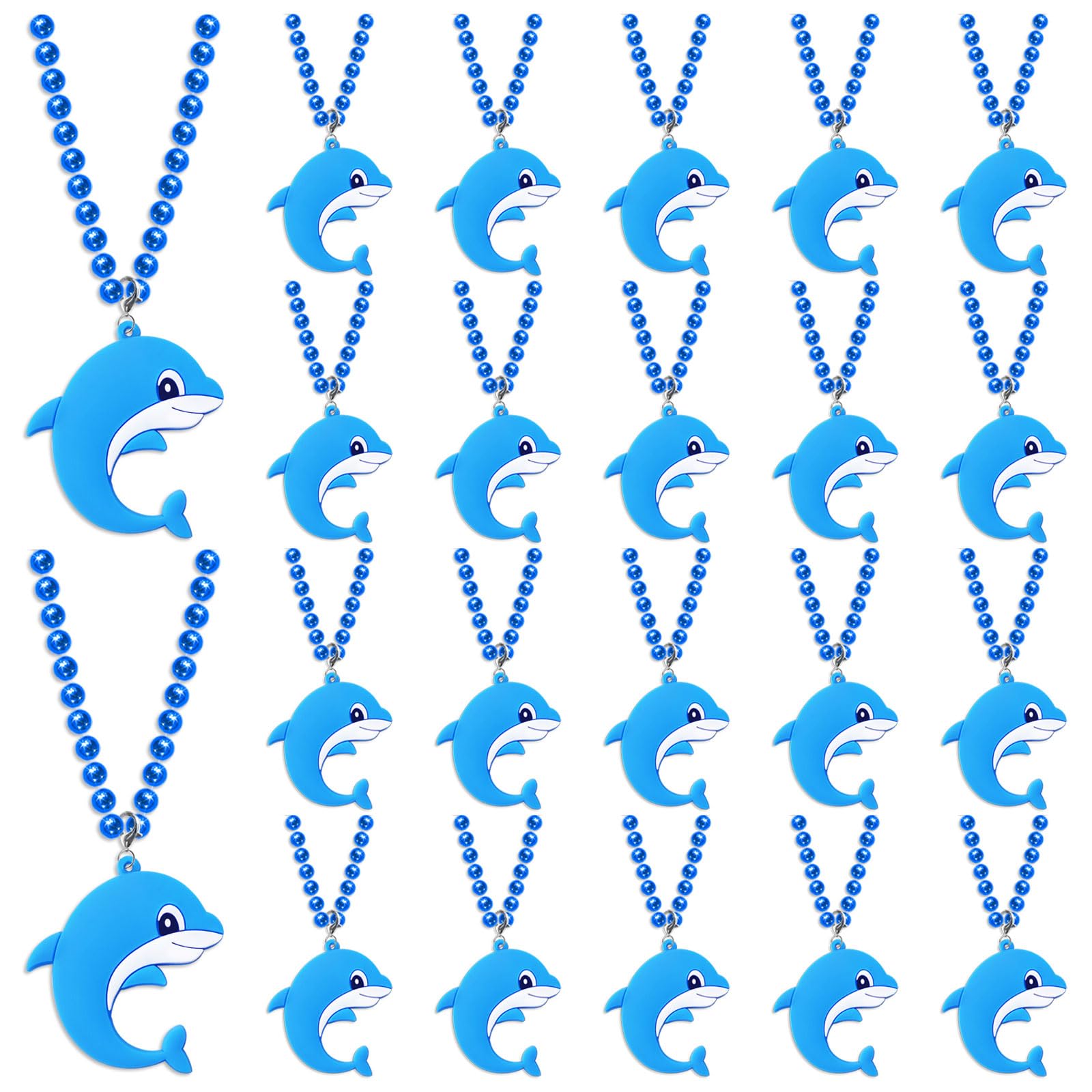 KeeStar 24 Pack Dolphin Necklace Party Favors for Sea World Themed Baby Shower, Birthday Party Goodie Bag Fillers,School Carniva