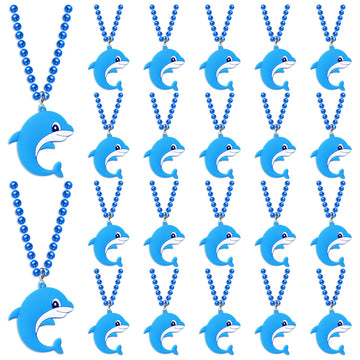 KeeStar 24 Pack Dolphin Necklace Party Favors for Sea World Themed Baby Shower, Birthday Party Goodie Bag Fillers,School Carniva