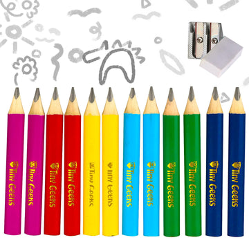 Tinygeeks Jumbo Pencils Hb - New 2024-12 Fat Pencils - Triangle Short Pencils For Kids + Sharpener - Perfect For Preschool, Todd