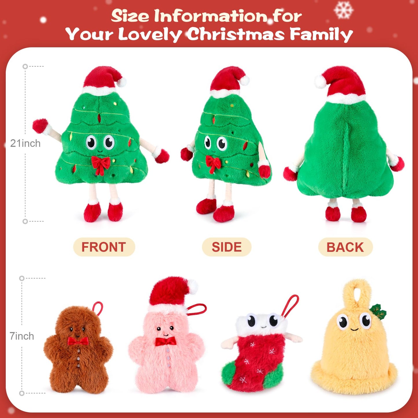 5-In-1 Christmas Tree Stuffed Animal With Babies Inside, 5Pc Set Christmas Pillows Plush With Mommy & 4 Babies, Christmas Stuffe