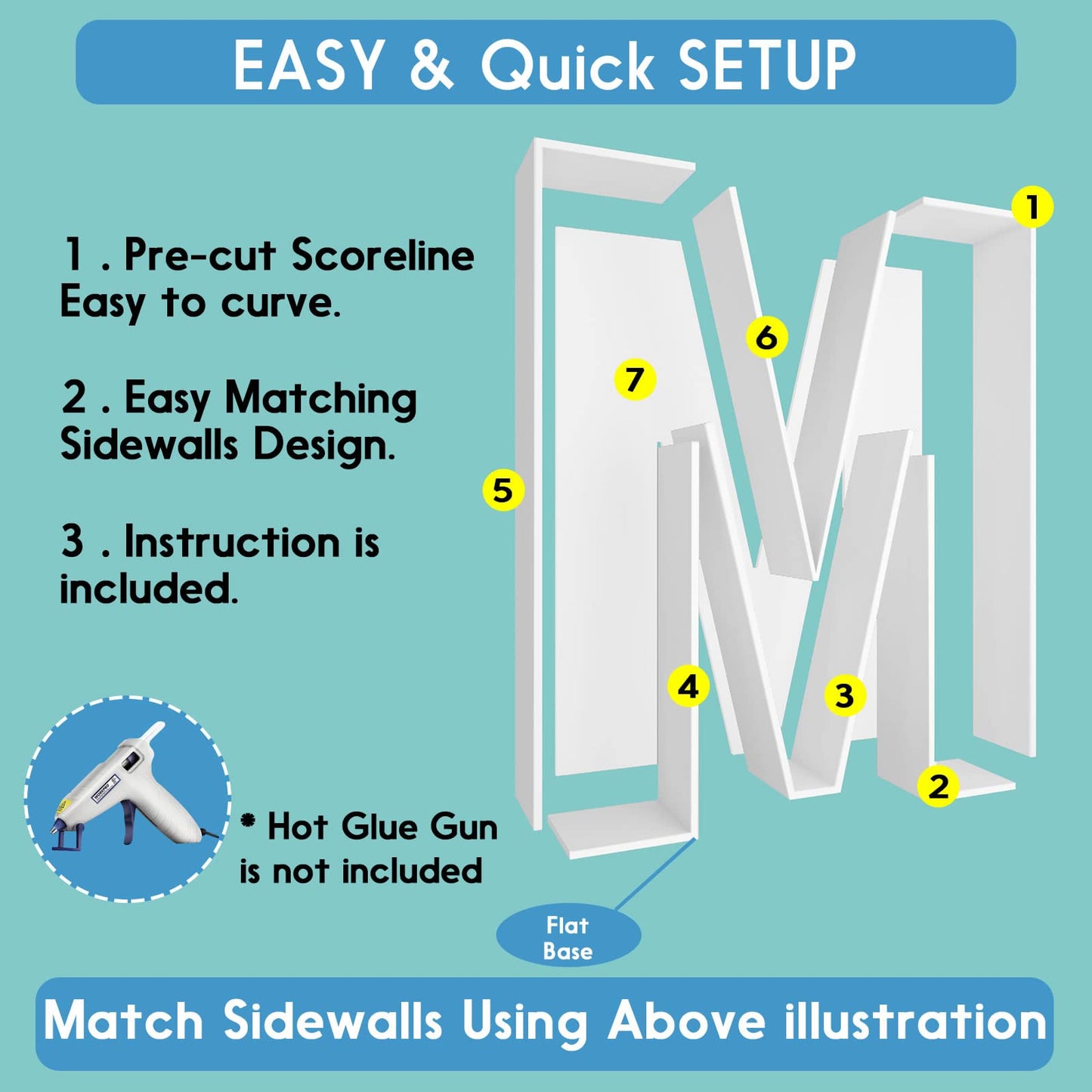 JW Passion 2FT Letter M Mosaic Balloon Frame - DIY Fillable Letters Kit for Birthday Party & Wedding Decor, Foam Material