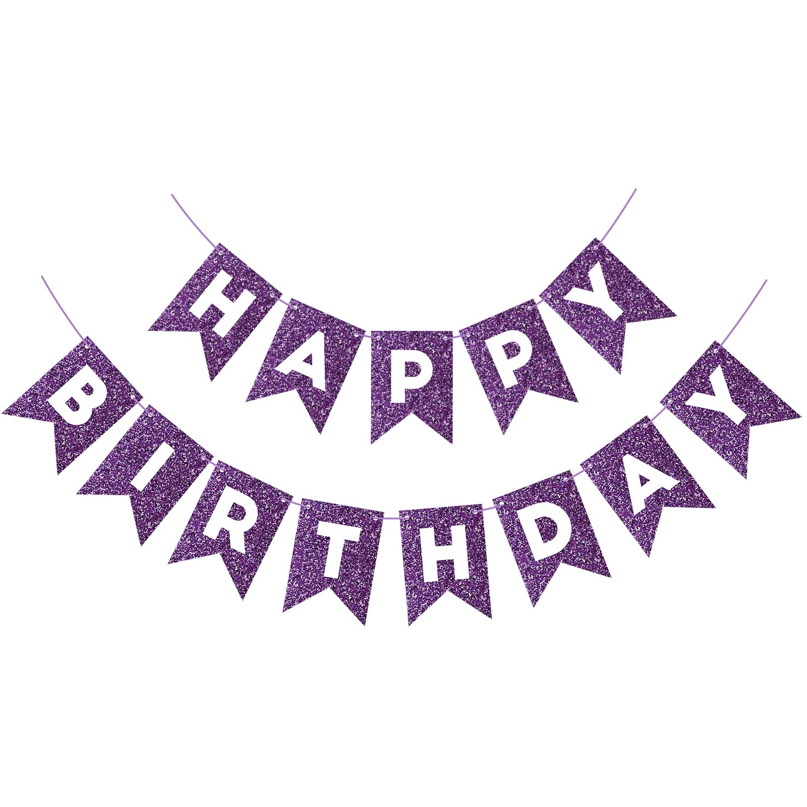 Purple Glitter Happy Birthday Banner Birthday Sign For Backdrop Sparkle Happy Birthday Decorations For Women Girls Purple Birthday Party Wall Door Garland Bunting Banner Birthday Party Supplies