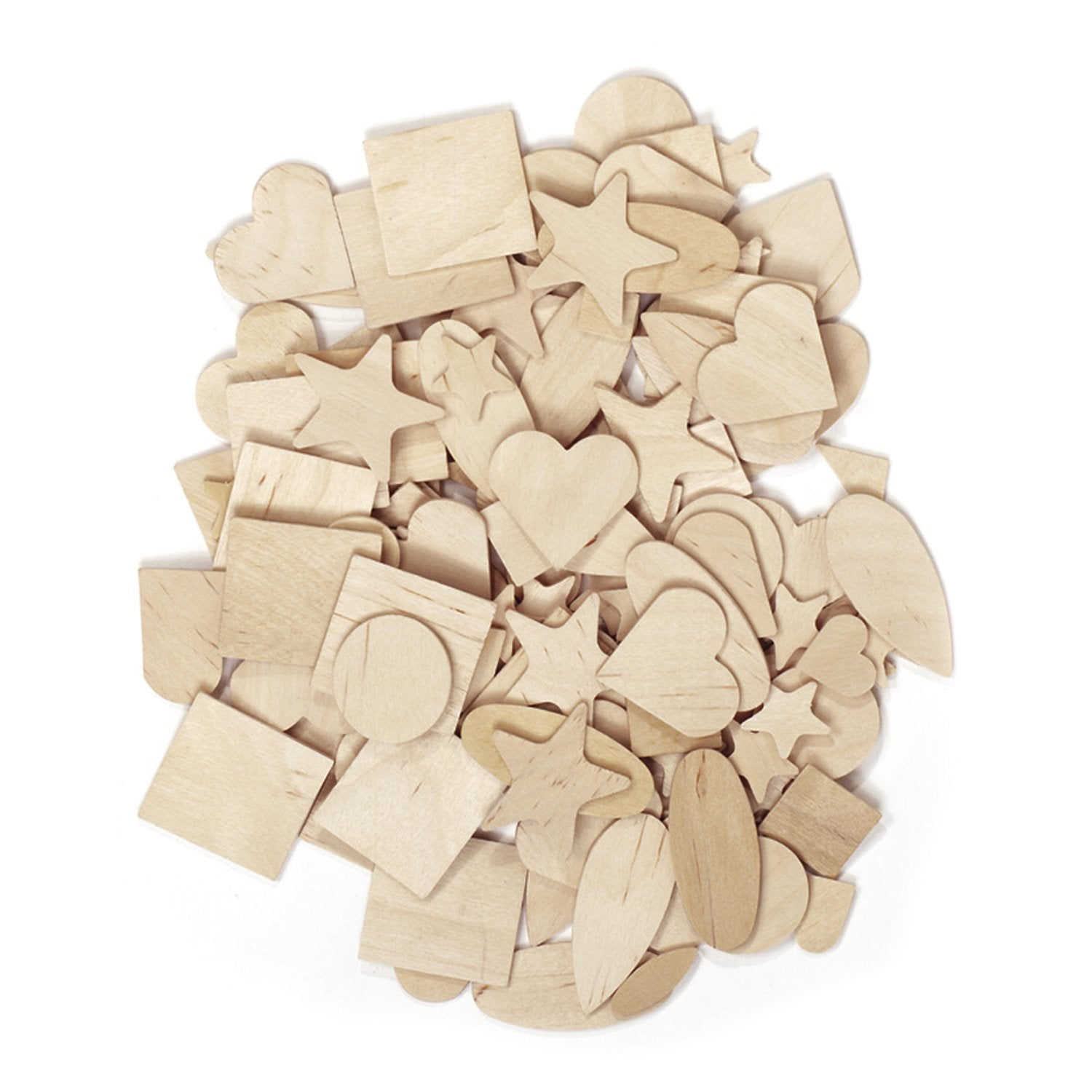 Chenille Kraft CK-369901 Wooden Shapes Assortment, 5.4 Wide, 3.8 Length, 2.4 Height, Natural (350 count)