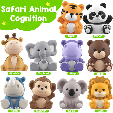 KMUYSL Safari Animals Learning Toys, 20 Pcs, Brightful Colors, Medium Size, Montessori Educational Gift for Toddlers 12-18 Months