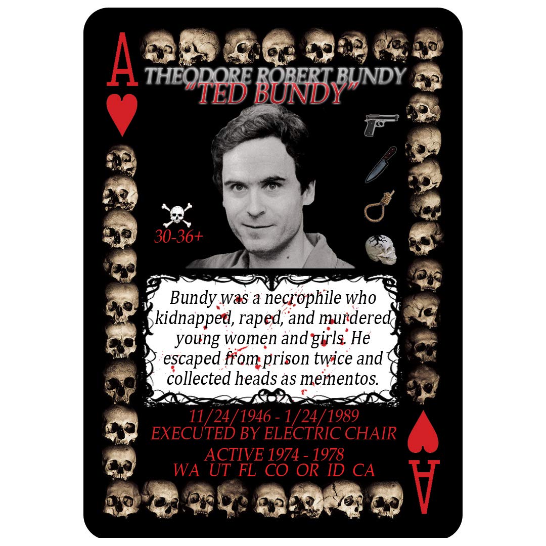 Serial Killer Cards Playing Cards - 54 Unique American Designs - Poker Size - Multicolor - Cardstock Material