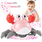 Crawling Crab Baby Girl Toys 3.0, Upgraded Tummy Time Baby Toys 6-12 12-18 Month Toddler Valentines Day Gifts, Walking Dancing Crab With Music&Speed Control For 2 3 4 5 6 7 8 9 10+Girls Birthday Gifts