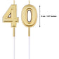 Frienda Birthday Candles - Gold Numeral Cake Toppers for 40th Anniversary, 5 cm x 11.5 cm, Synthetic Wax